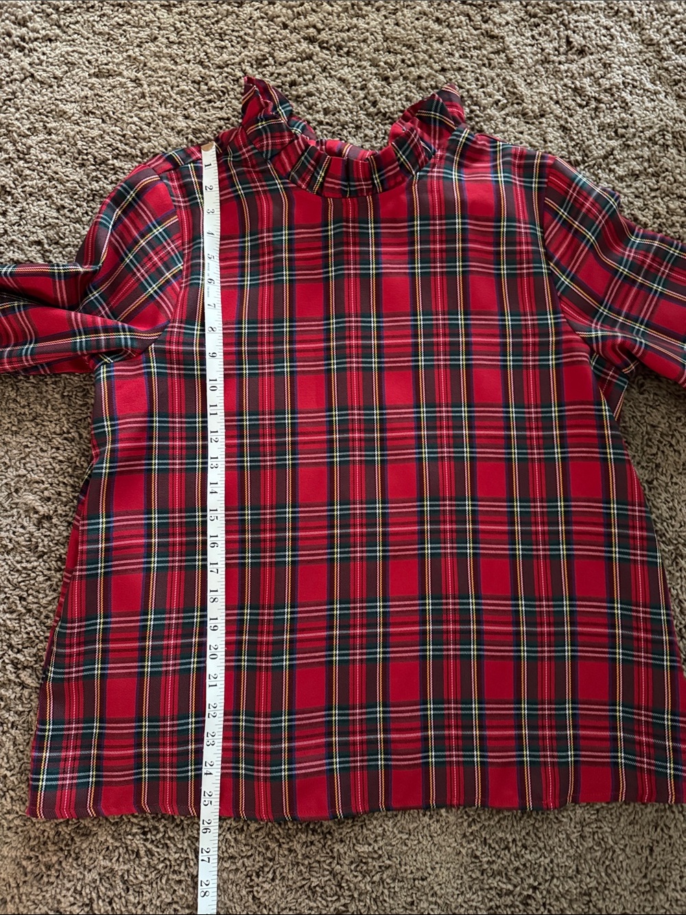 Tartan Red -Sz L- Plaid Bow Back Top - Picture 3 of 13